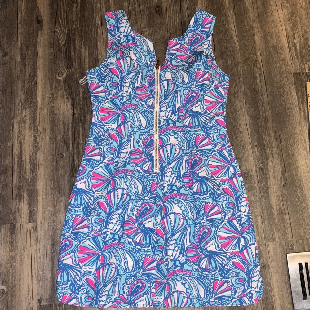 Lilly Pulitzer  My Fans Sleeveless Split Neck Shift Mini Dress 8 New with tags - Picture 7 of 10